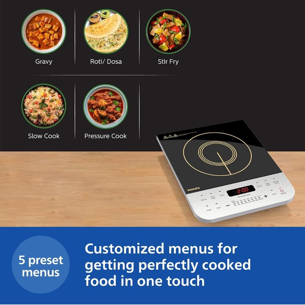 PHILIPS 2100 W Induction Cooktop Push Button (Black, HD4928/01) - Slide 2