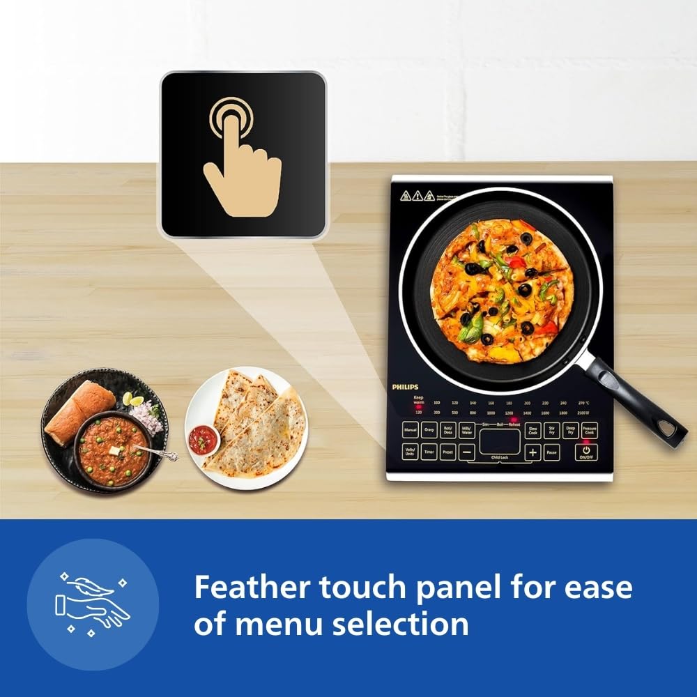 PHILIPS 2100 W Induction Cooktop Push Button (Black, HD4928/01) - Slide 4