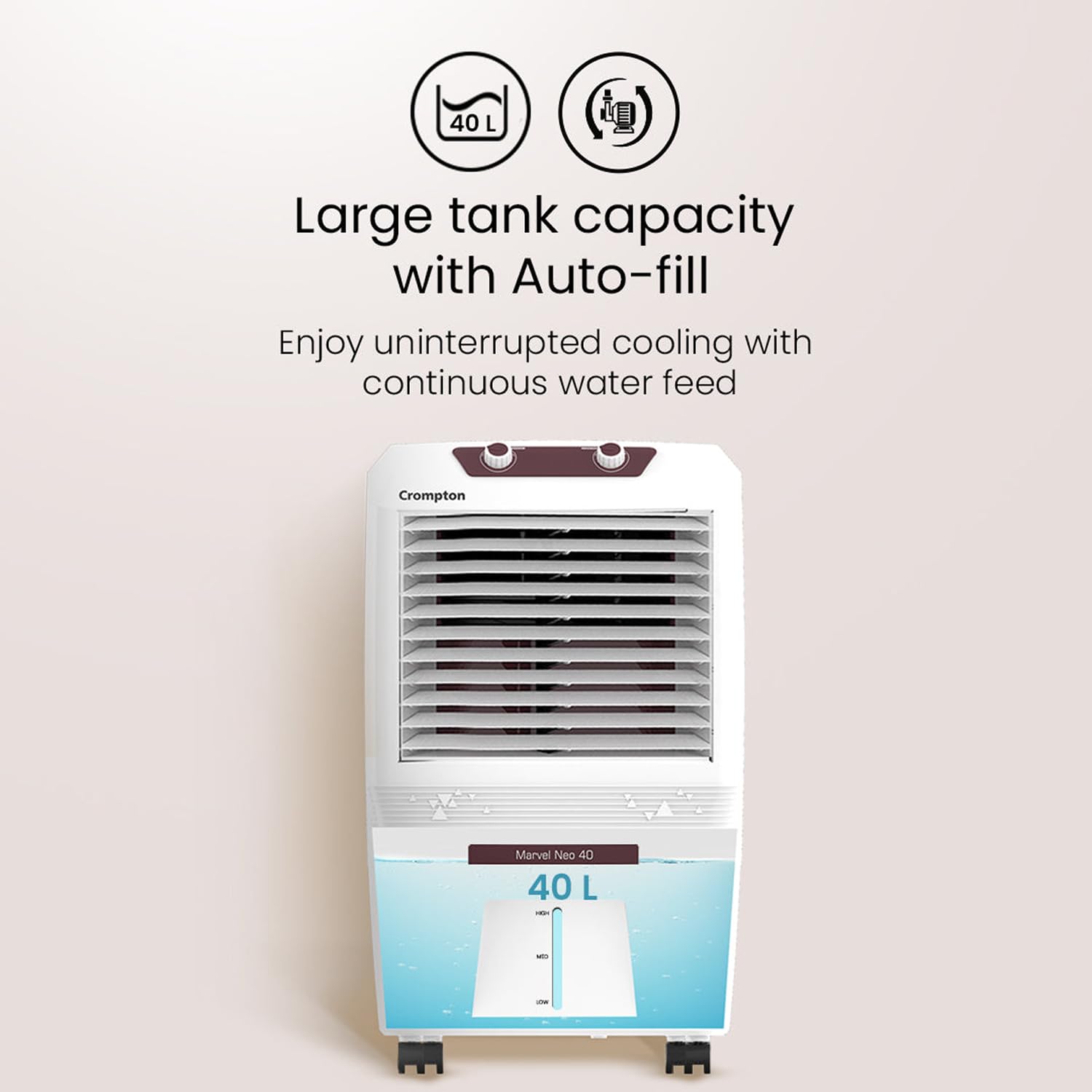 Orient Electric Durachill 40 L Portable Air Cooler For Home | Densenest Honeycomb Pads |More Air Delivery | Fully Collapsible Louvers |Inverter Compatible | 1 Year Warranty by Orient | White &amp; Grey - Slide 4