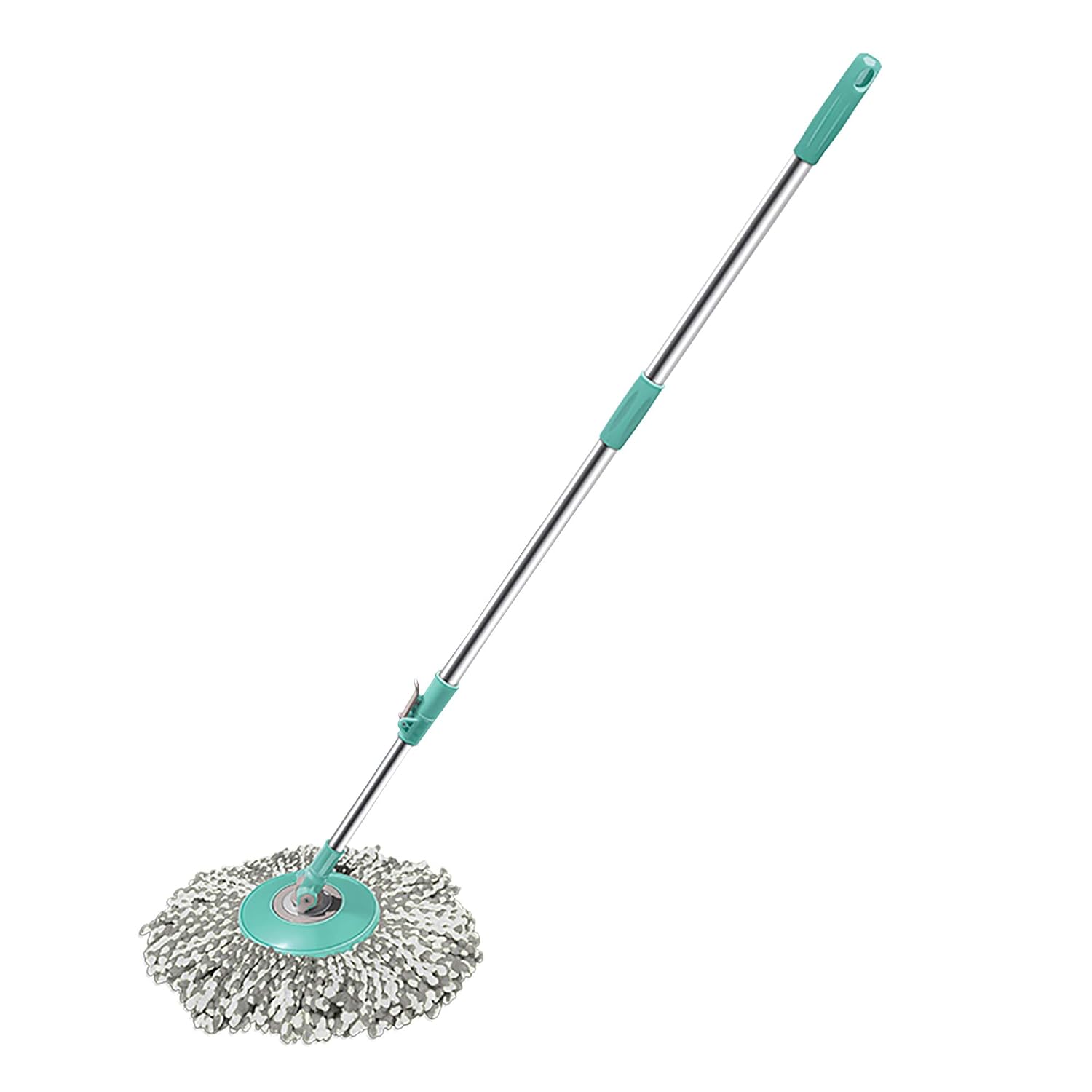 Spotzero by Milton Prime Stainless Steel Wringer Spin Mop with Big Wheel, Puller Handle, Bucket Floor Cleaning and Mopping System 360° Flexible,2 Microfiber Refills, Big Size, Aqua Green - Slide 4