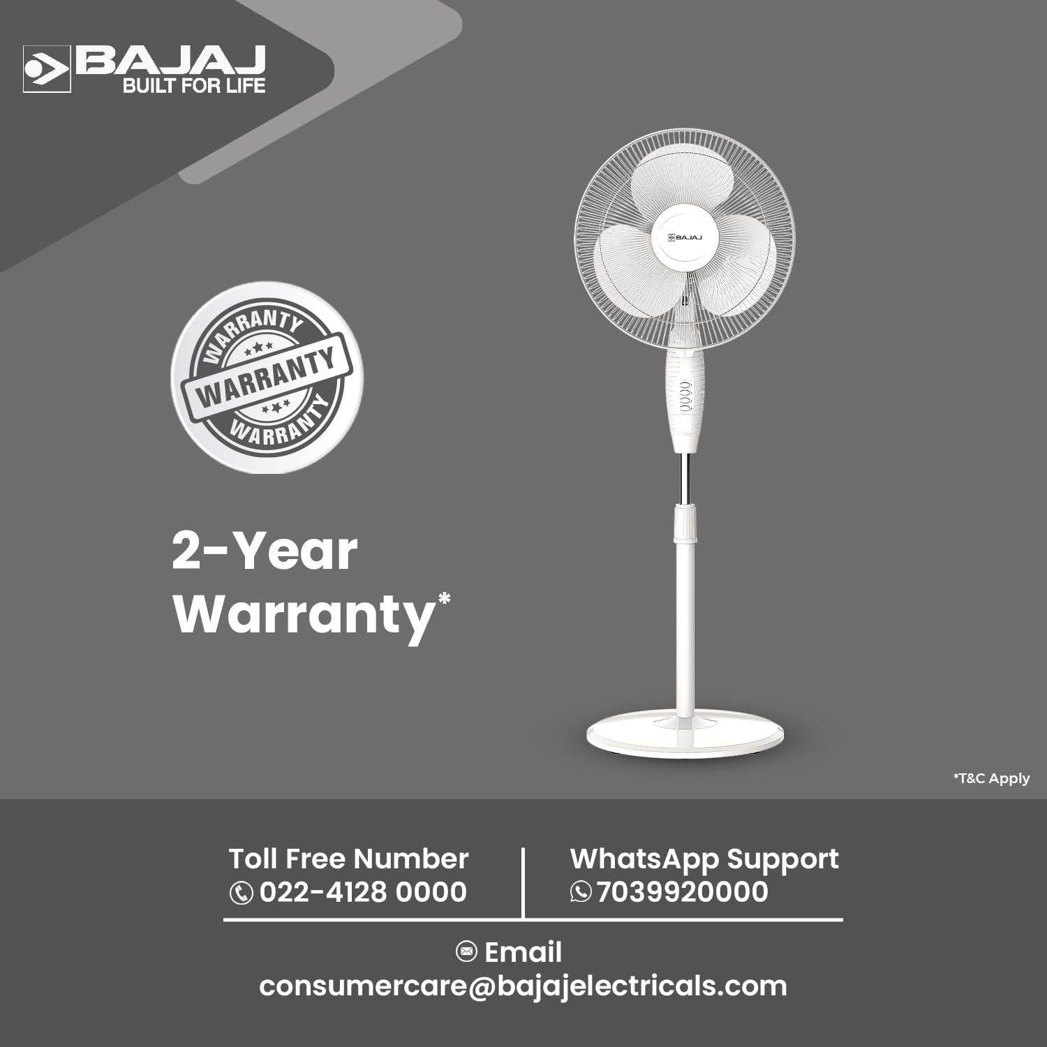 Bajaj Frore Neo 400 MM Oscillating Pedestal Fan For Home | Aerodynamically Balanced Blades | 100% Copper Motor | High Air Delivery | 3-Speed Control | Rust Free | 2 Yrs Warranty - Slide 3