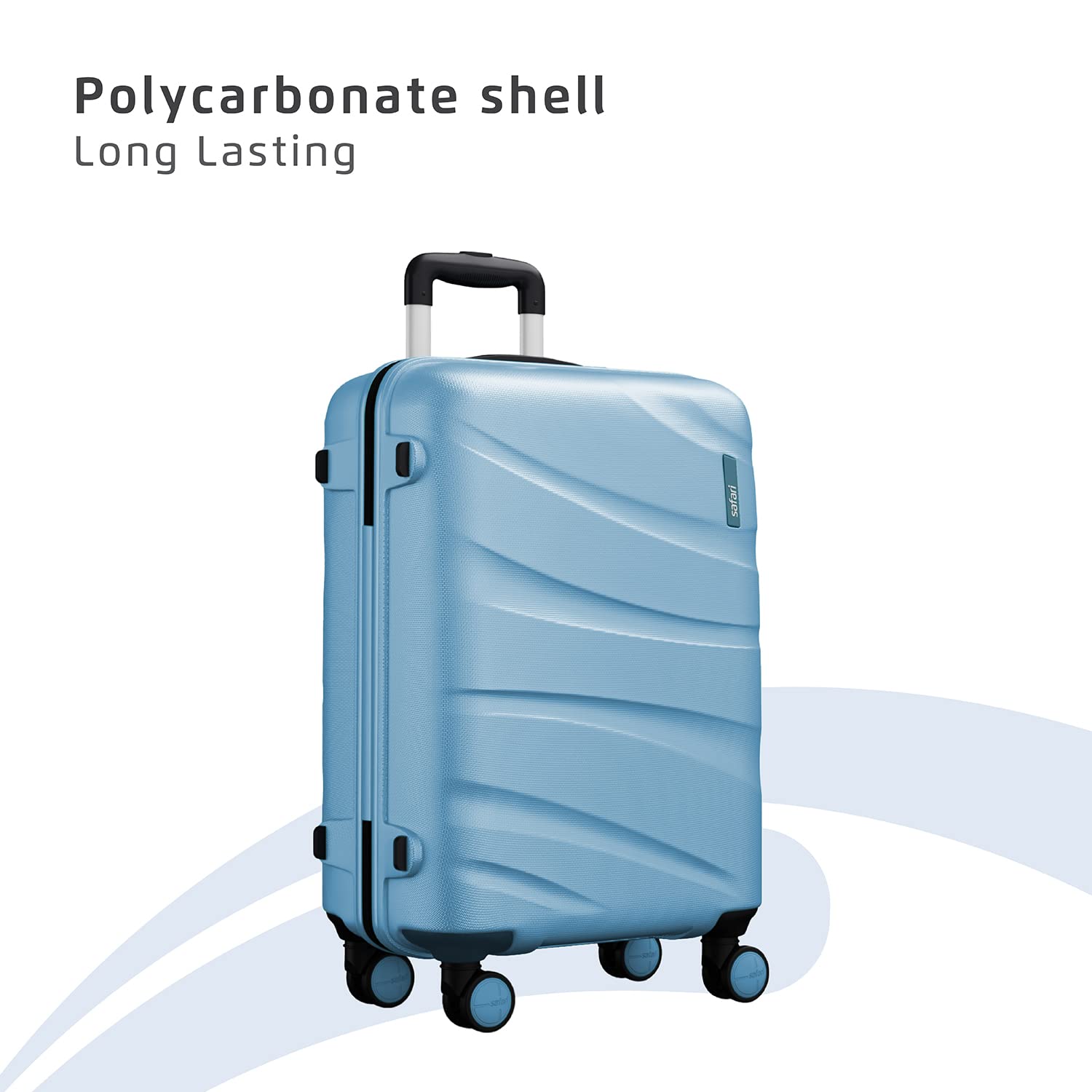 Safari 3Pc Polycarbonate Persia Set-55+65+77 Cms Small, Medium &amp; Large Size (Cabin &amp; Check-in) 8 Wheels Luggage/Speed_Wheel Suitcase/Trolleys (Pearl Blue) - Slide 4