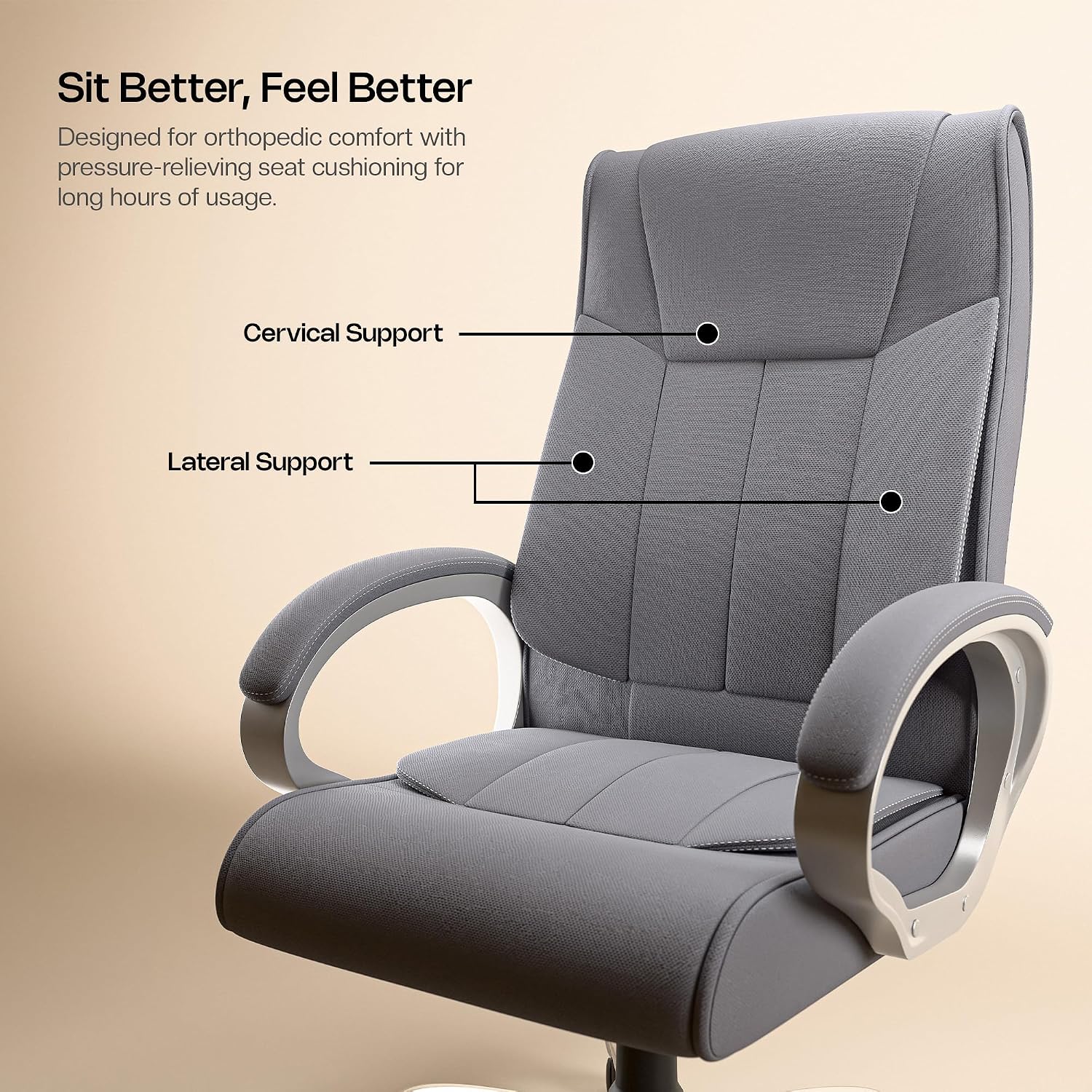 GREEN SOUL Kiev Orthopedic Office Chair | Ergonomic Design with Rocking Function Fabric Office Executive Chair (Grey, DIY(Do-It-Yourself)) - Slide 3