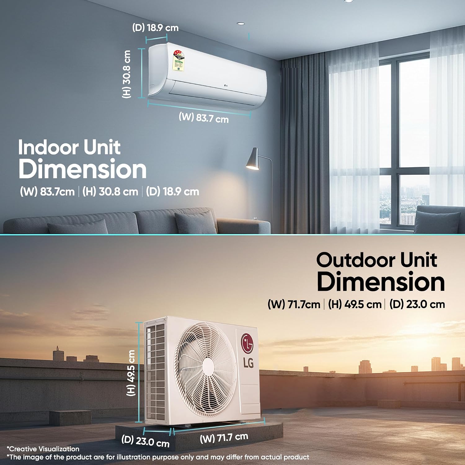 LG 2025 Model 1.5 Ton 3 Star Split AI Dual Inverter AI Convertible 6-in-1 with Faster Cooling and Energy Saving, VIRAAT Mode and Diet Mode Plus AC (US-Q18JNXE, White) - Slide 4