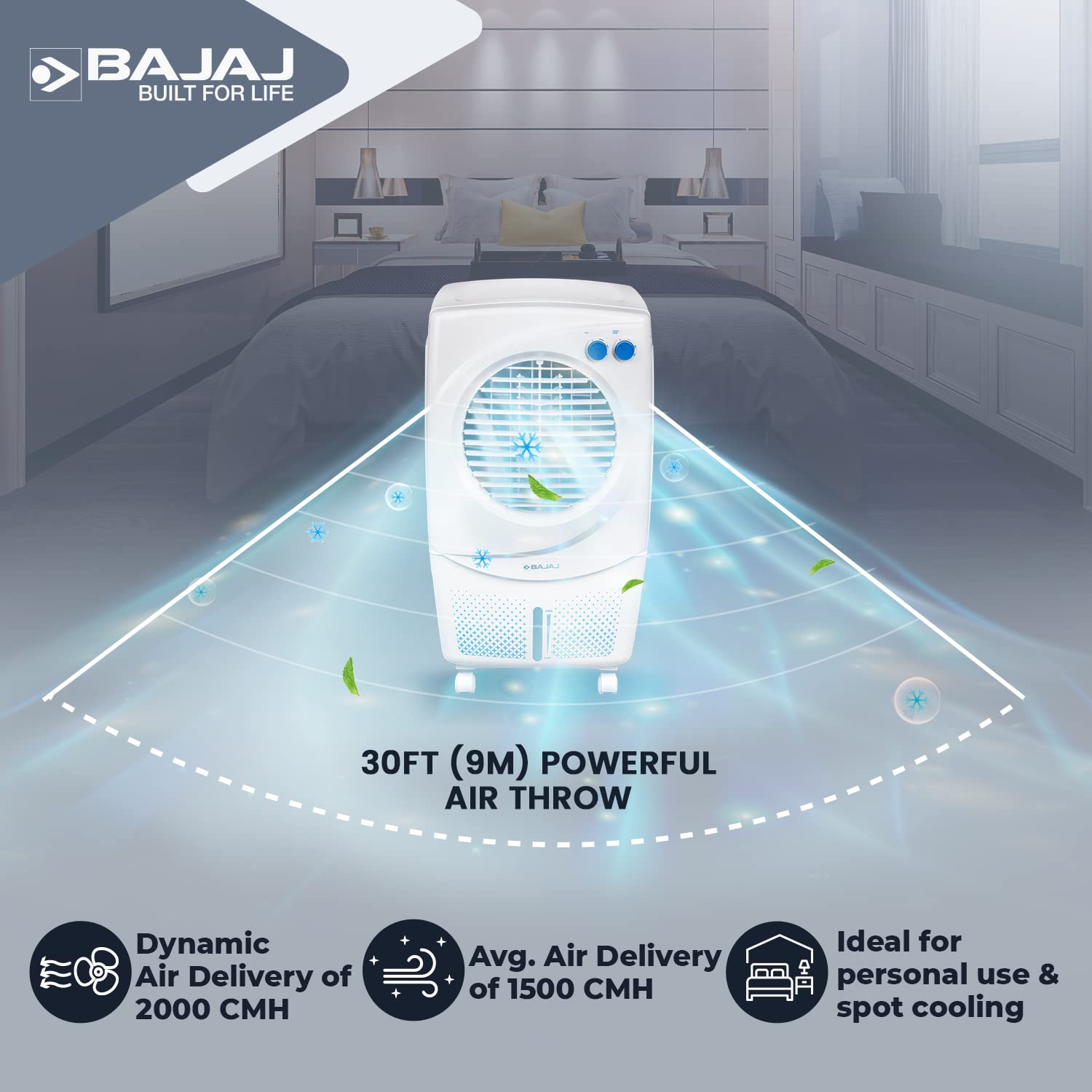 BAJAJ 36 L Room/Personal Air Cooler (White, PX97 TORQUE NEW) - Slide 2