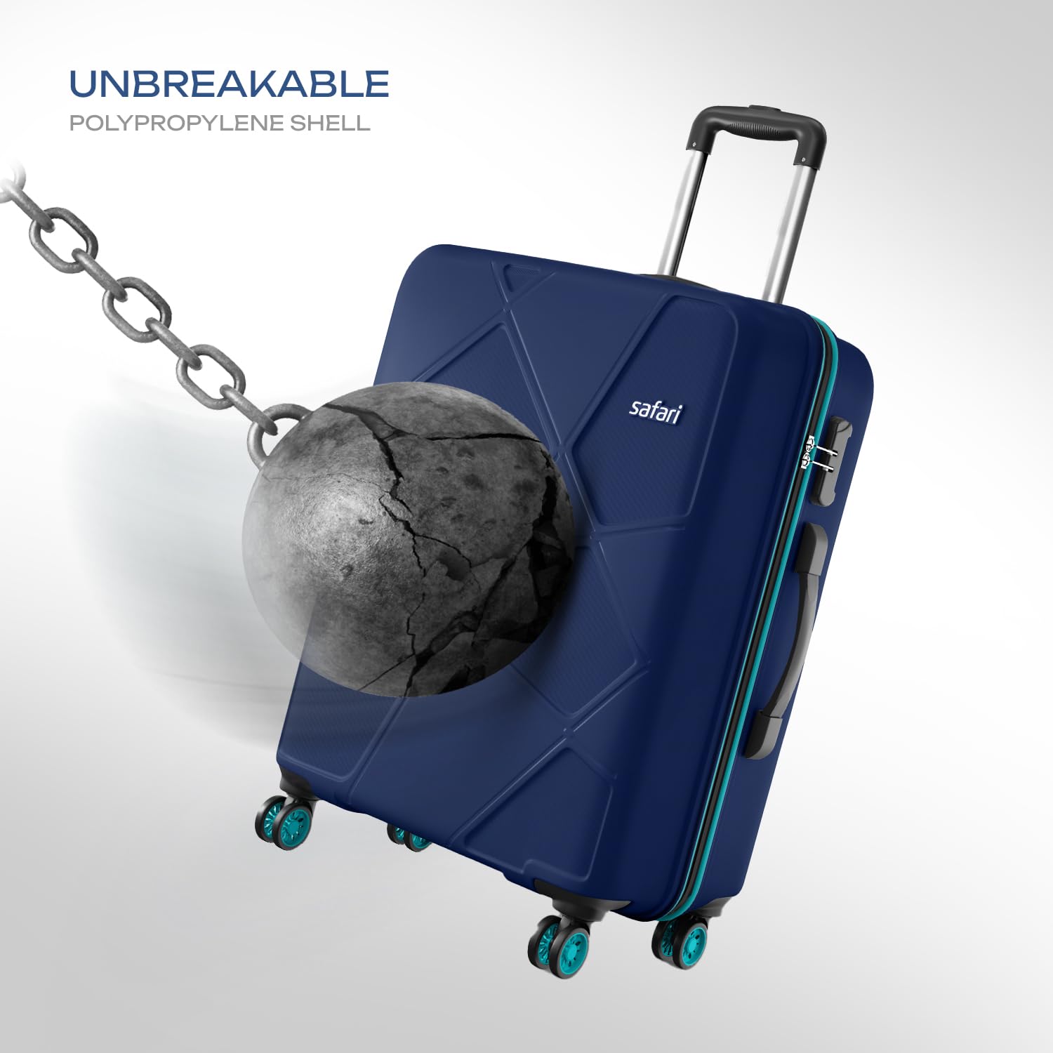 Magnum by Safari Hard Body Set of 3 Luggage 4 Wheels - Magnum Zeno (Small 55cm | Medium 66cm | Large 75cm) 4W - Blue - Slide 2