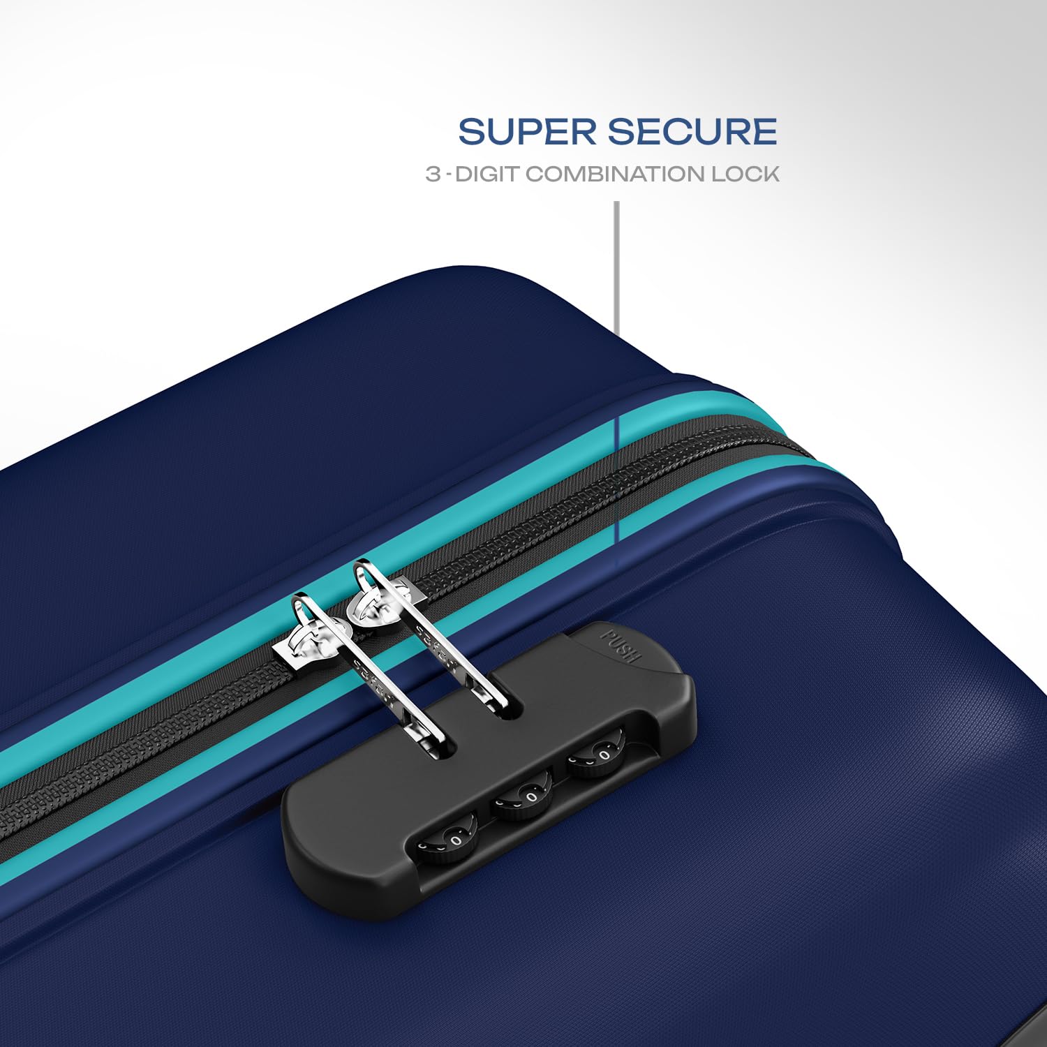 Magnum by Safari Hard Body Set of 3 Luggage 4 Wheels - Magnum Zeno (Small 55cm | Medium 66cm | Large 75cm) 4W - Blue - Slide 4