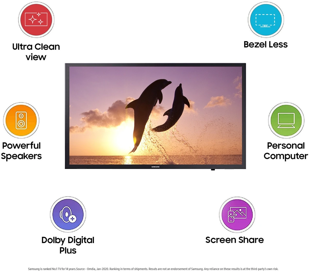Samsung 80 cm (32 Inch) HD Ready LED Smart Tizen TV with Bezel-Free Design | PurColor | Hyper Real Picture Engine | Triple Protection | SmartThings App Support | TV Key | Connect Share(HDD) | ConnectShare (USB 2.0) (UA32T4380AKXXL) - Slide 2
