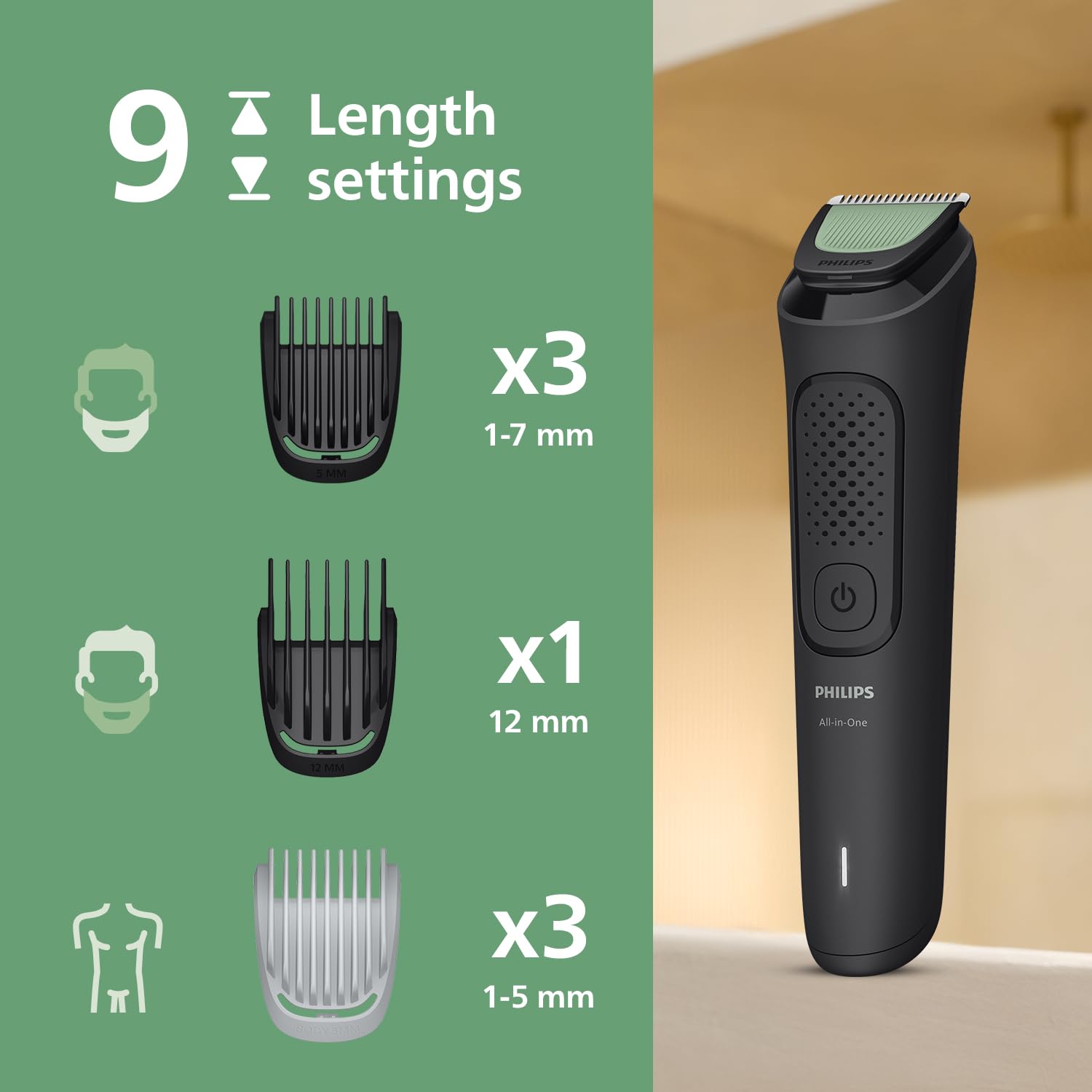 PHILIPS MG3911/15 Fully Waterproof Trimmer 60 min  Runtime 5 Length Settings (Grey) - Slide 5